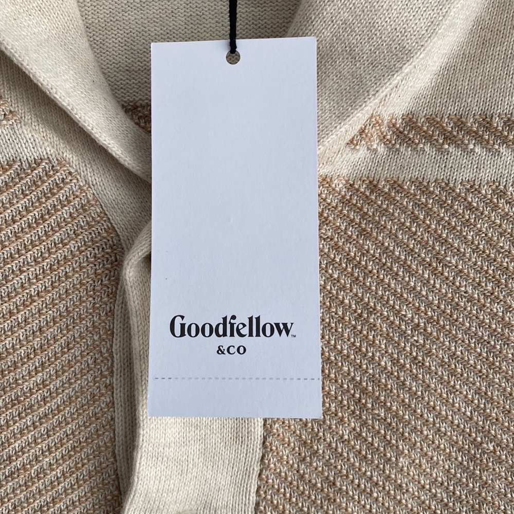 Men’s Cotton Knit Cardigan Lapel Collar Button Down Goodfellow & Co Cream Size S - Picture 3 of 5